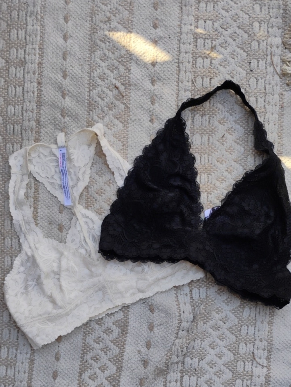 Free People Last Dance Triangle Bralette Duo — Black & Cream
